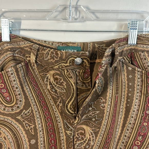 Lauren Ralph Lauren Bootcut Velvet Paisley Brown Pants Size 4 - Picture 9 of 11